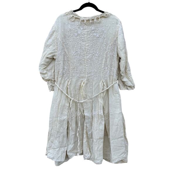 Magnolia Pearl Embroidered White Linen Olivia Jacket with Lace Collar OSFM *Flaw - Picture 2 of 8